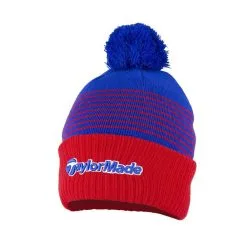 TaylorMade Bobble Beanie - Red/Royal Blue/ White