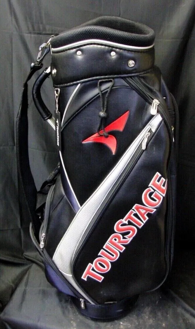 5 Division Bridgestone TourStage Black Red Dark Blue Cart Trolley Golf Clubs Bag - Image 4