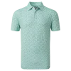 FootJoy Confetti Print Pique Golf Polo Shirt - Aqua Surf