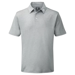 FootJoy Stretch Pique Solid Colour Athletic Fit Golf Shirt - Heather Grey