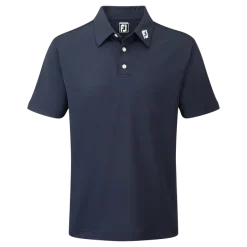 FootJoy Stretch Pique Solid Colour Athletic Fit Golf Shirt - Navy
