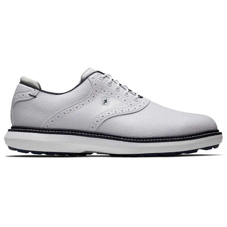 Footjoy Mens Traditions Spikeless Golf Shoes - White/Navy