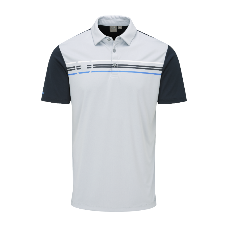 Ping Morten Golf Polo Shirt - Pearl Grey/Navy Multi