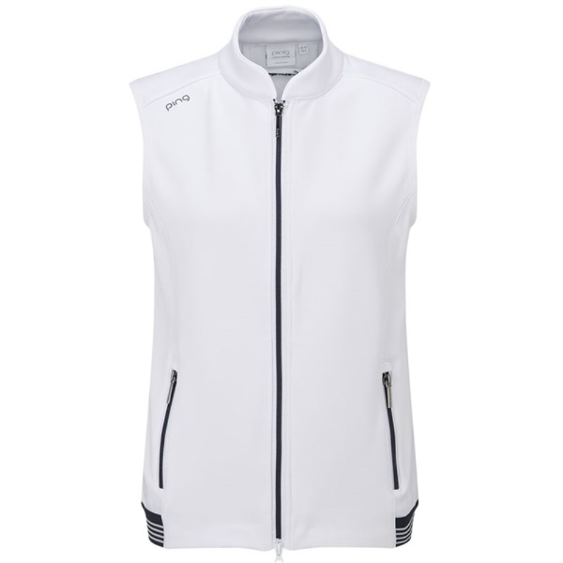 Ping Ladies SensorWarm Dot Sleeveless Fleece Vest - White/Navy